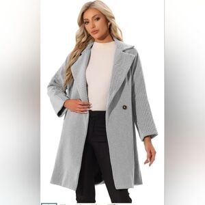 Allegra K Women's Lapel Collar Coat Double Breast Winter Mid-Long Overcoat overs